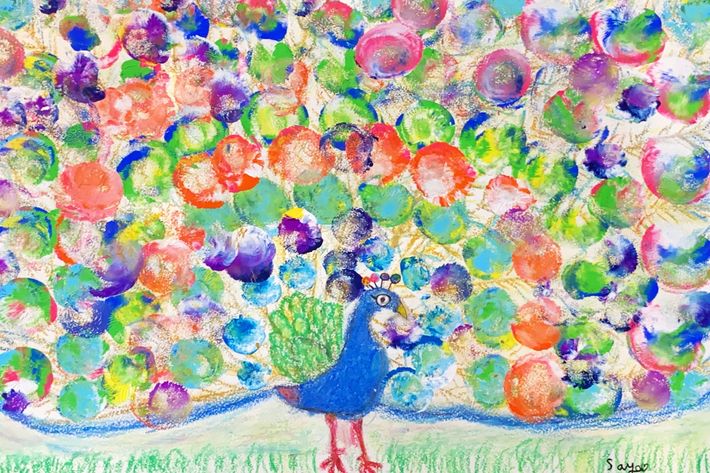 saya 花を運ぶ小さなクジャク