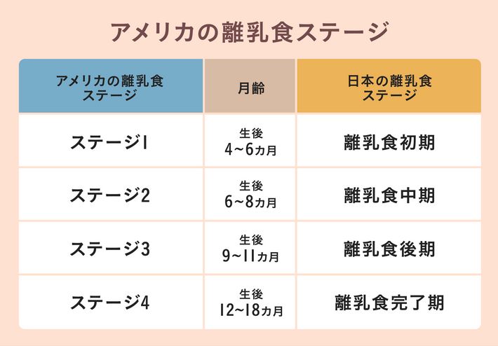 アメリカの離乳食ステージ