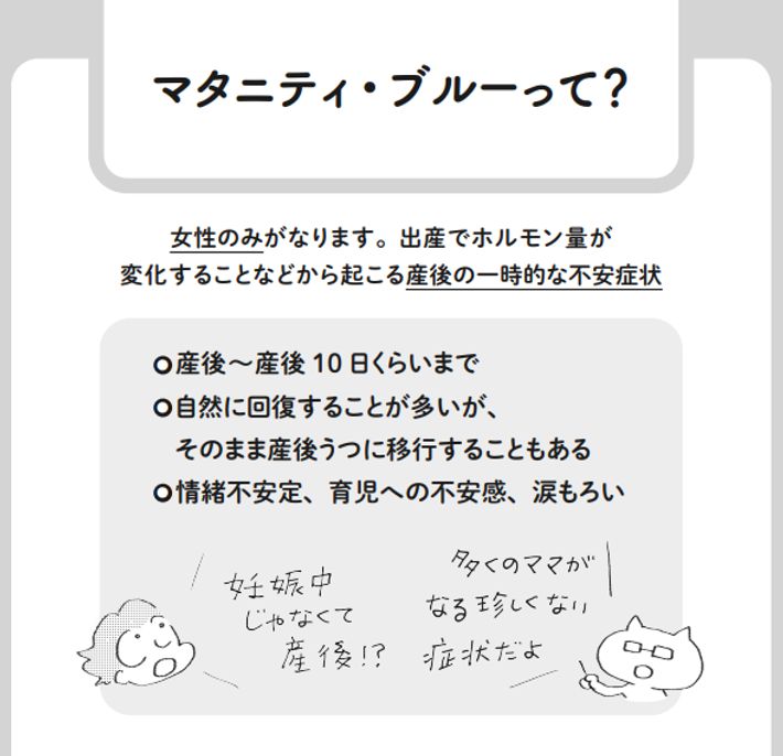 『誰でもみんなうつになる』よりマタニティ・ブルーの説明