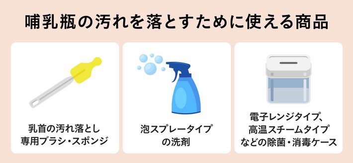 哺乳瓶の汚れを落とすために使える商品