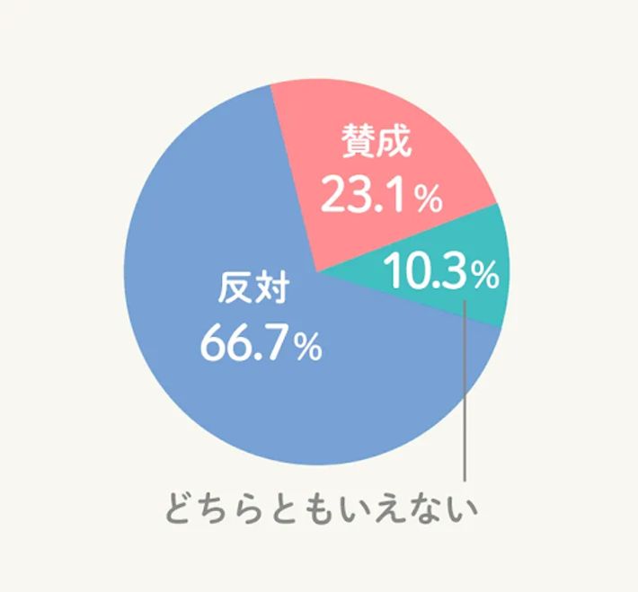 賛成23.1%,反対66.7%,どちらともいえない10.3%